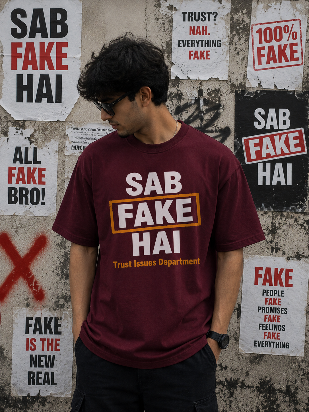 Trust issues combo pack of 2 pc Black & maroon