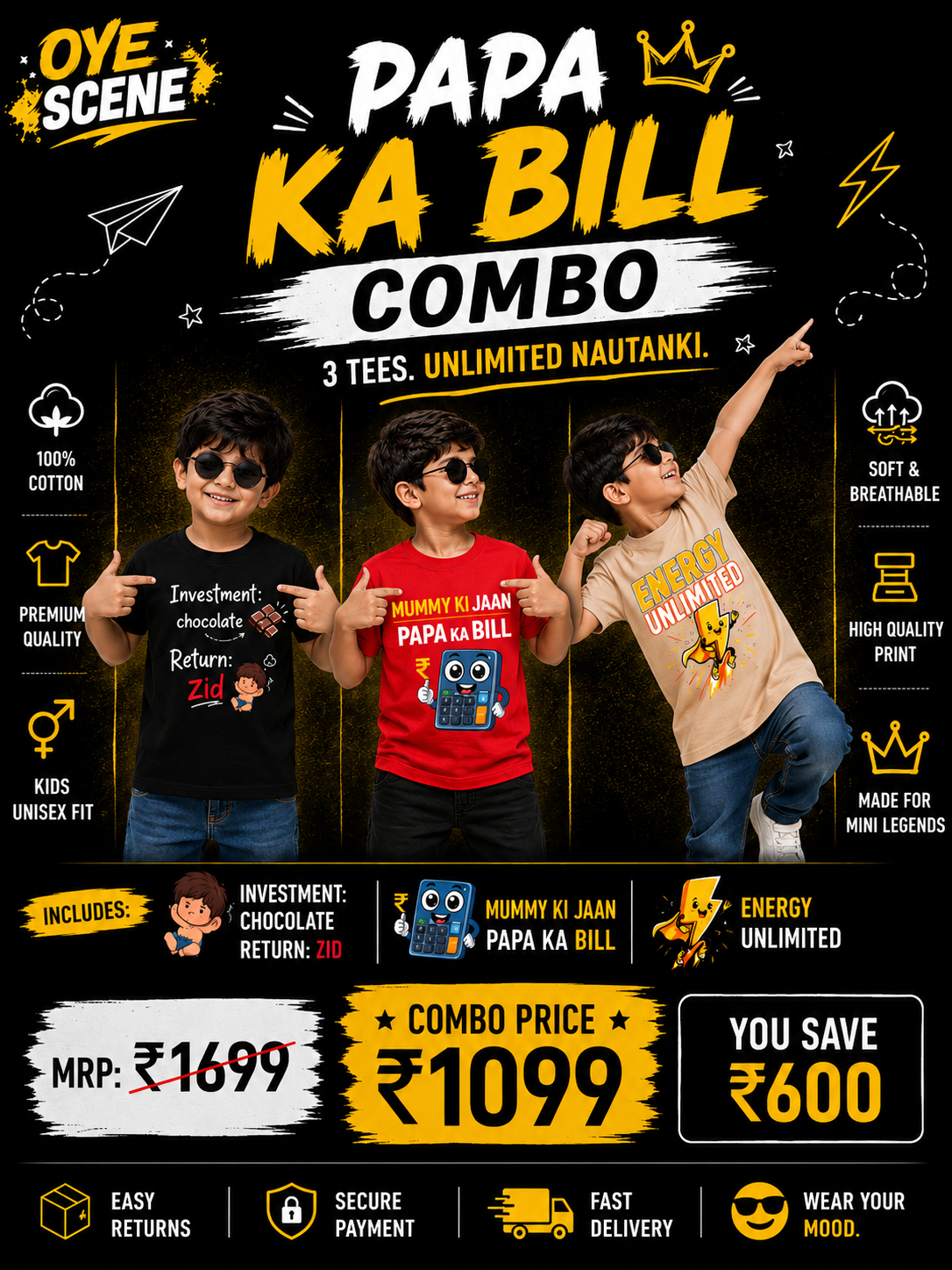 Papa Ka Bill Combo Pack Of 3