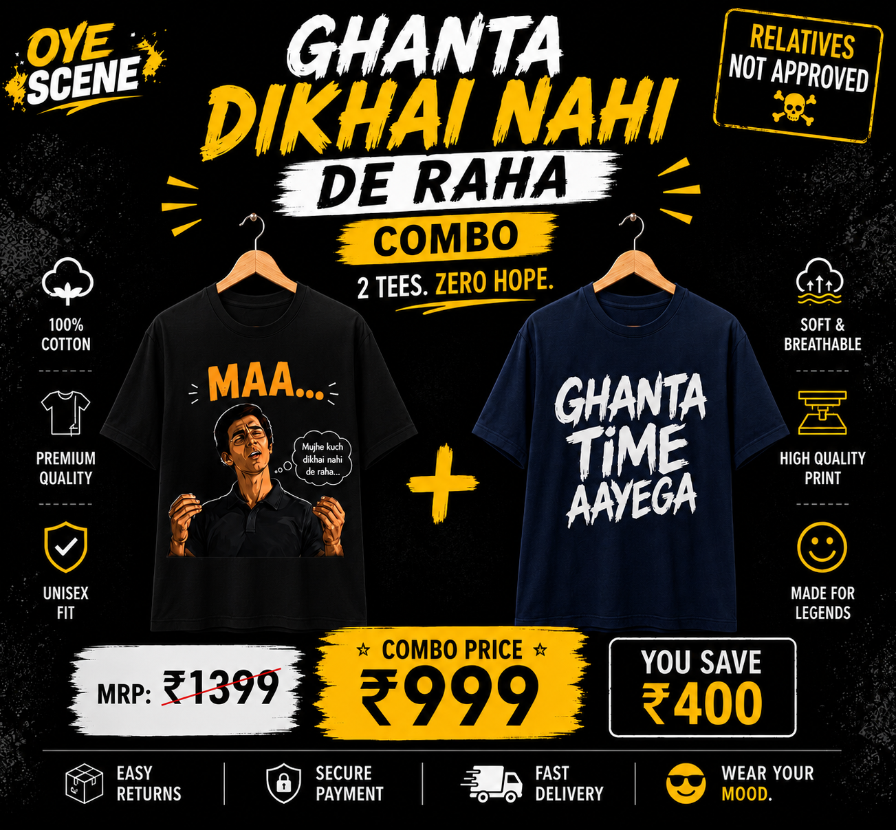 Ghanta Dikhai Nahi Combo Black&navy