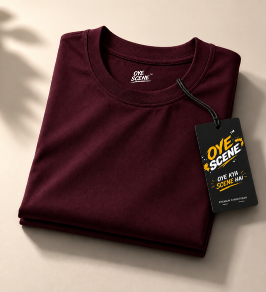 Solid Maroon T shirt Oye Scene