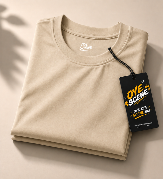 Solid Beige T shirt Oye Scene